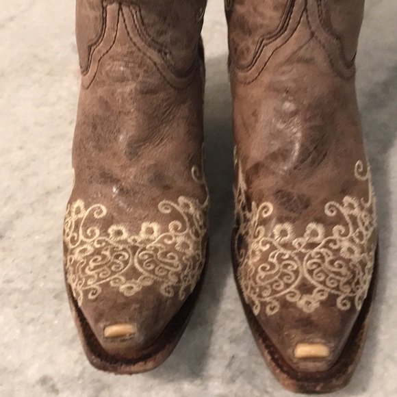 Corral Boots Girls Size 2.5 Teen Brown Leather Embroidered Western Boho Cowgirl - Picture 4 of 12
